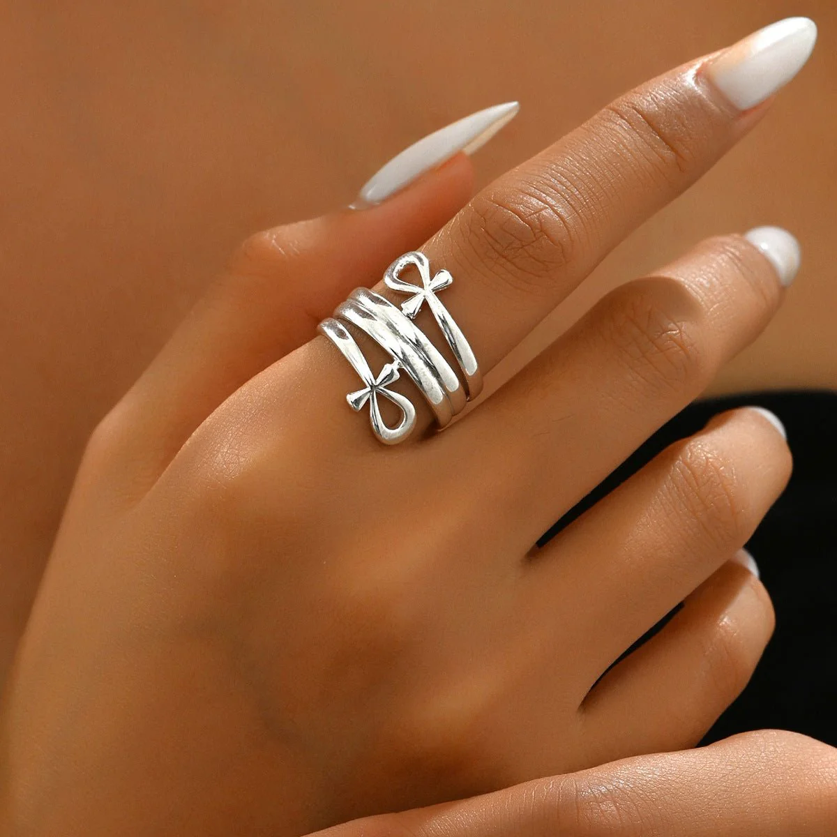 Minimalist Bow Design Statement Ring (MAC411) - Image 4