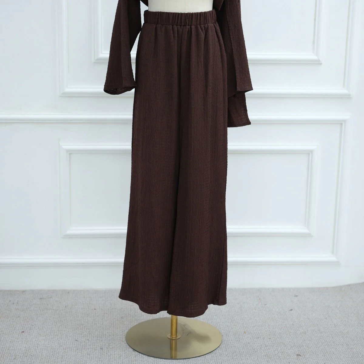 Minimalist Luxury Modest Lounge Two-Piece Set | Asymmetrical Cardigan & Wide-Leg Pants (MS093) - Image 14