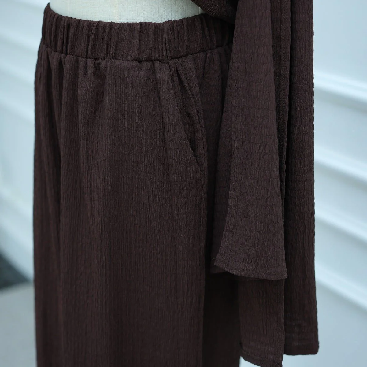 Minimalist Luxury Modest Lounge Two-Piece Set | Asymmetrical Cardigan & Wide-Leg Pants (MS093) - Image 15