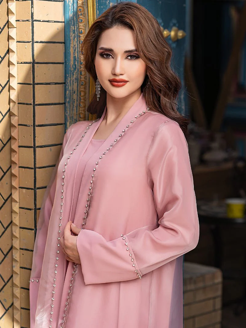 Mint Green Two-Piece Cardigan Dress Diamond-Embellished Cover-Up & Maxi Dress (MOA151) - Image 14