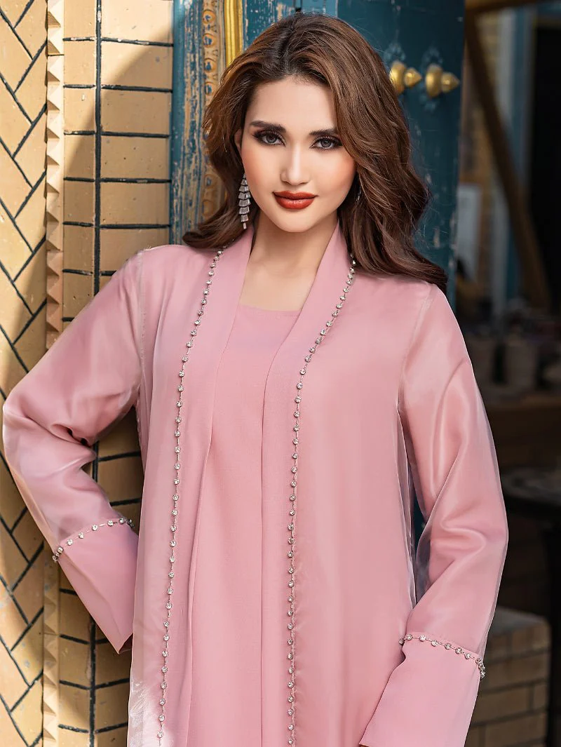 Mint Green Two-Piece Cardigan Dress Diamond-Embellished Cover-Up & Maxi Dress (MOA151) - Image 15