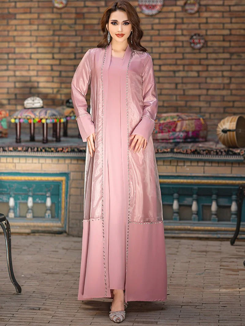 Mint Green Two-Piece Cardigan Dress Diamond-Embellished Cover-Up & Maxi Dress (MOA151) - Image 16