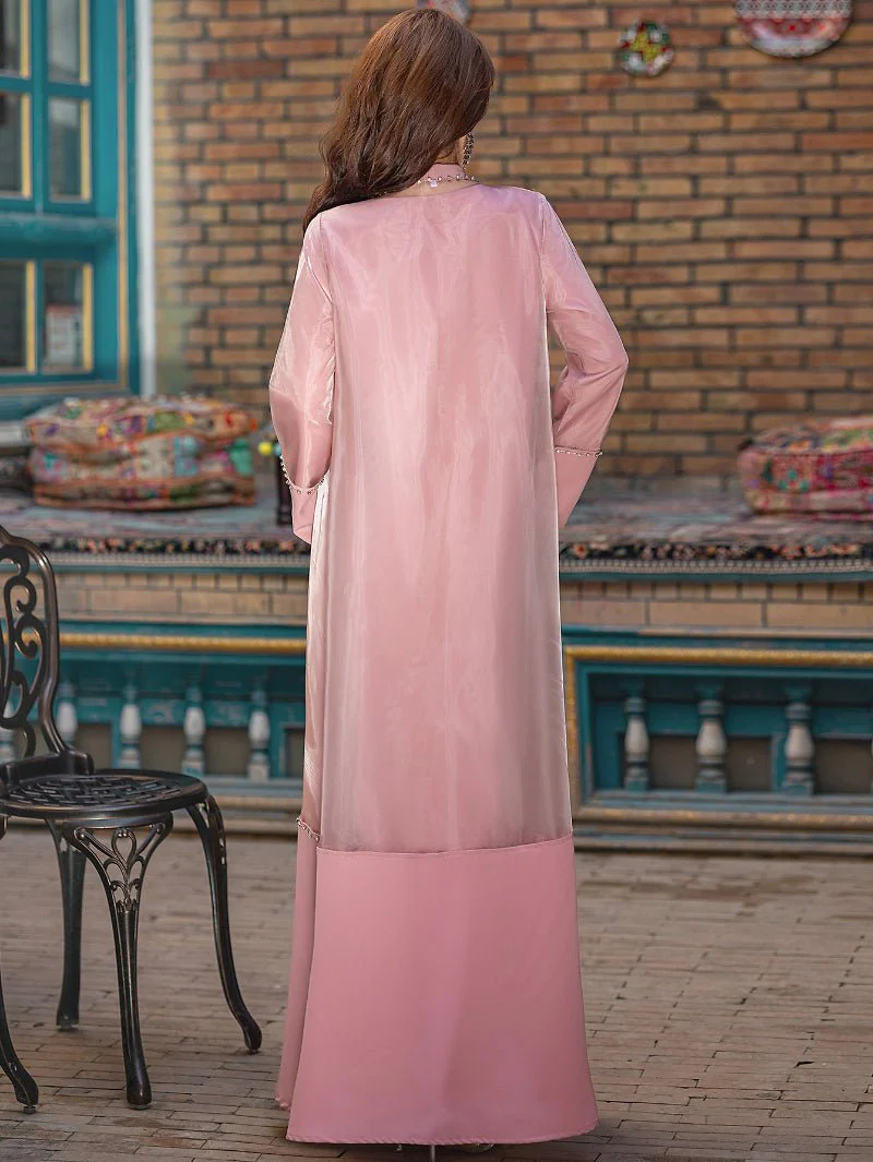 Mint Green Two-Piece Cardigan Dress Diamond-Embellished Cover-Up & Maxi Dress (MOA151) - Image 18