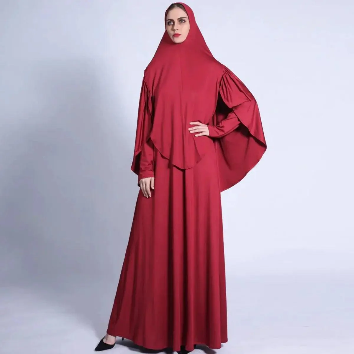 MJ002 Jersey Pleated Back Jilbab Set 2-Piece - Image 3