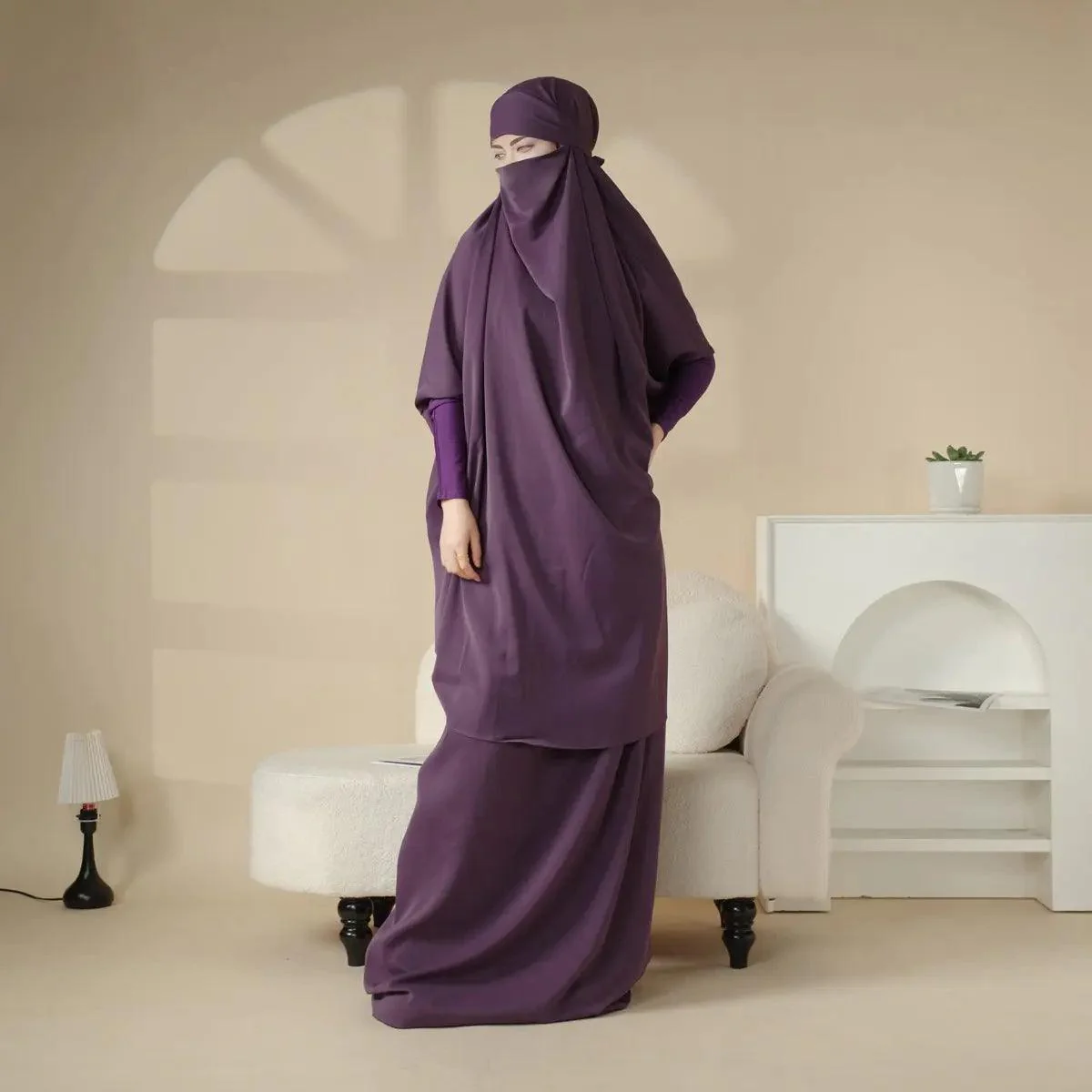 MJ003 Nida 2-Piece Set Jilbab with Modal Cuff - Image 3