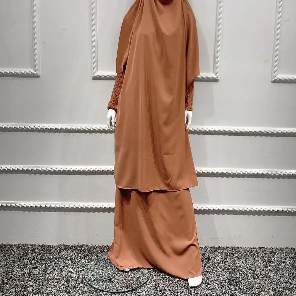 MJ004 Women's Nida Scrunchie Cuffs 2-Piece Jilbab - Image 12