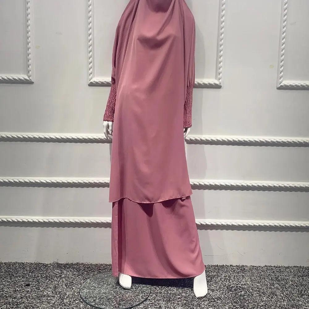 MJ004 Women's Nida Scrunchie Cuffs 2-Piece Jilbab - Image 16