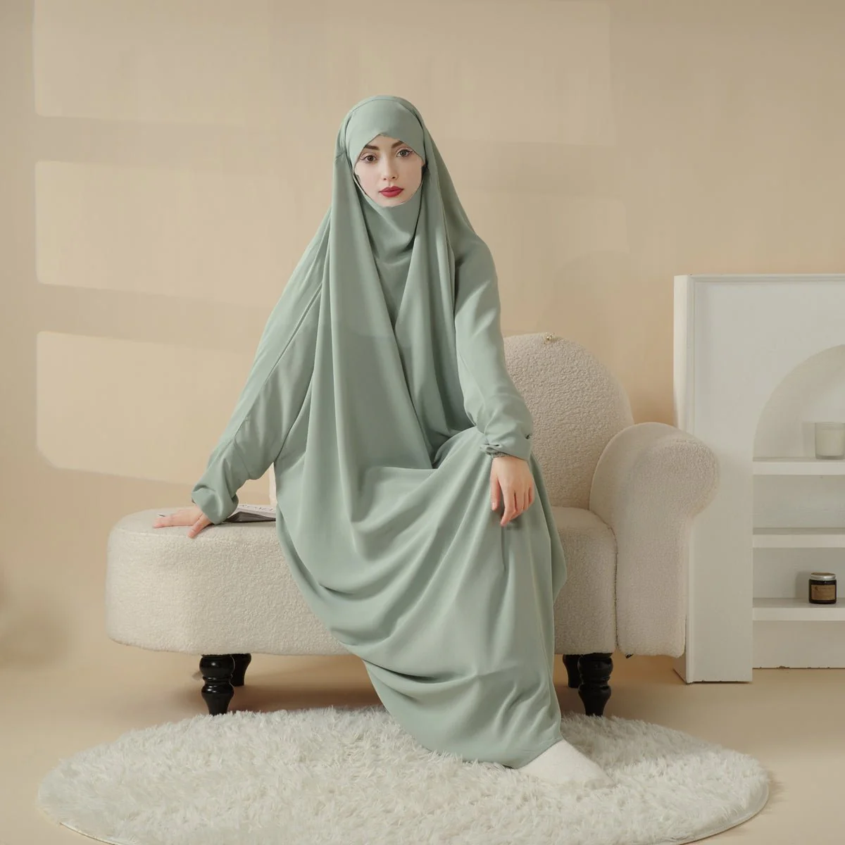 Viscose Niqab Attached 1-Piece Plain Jilbab (MJ005) - Image 10