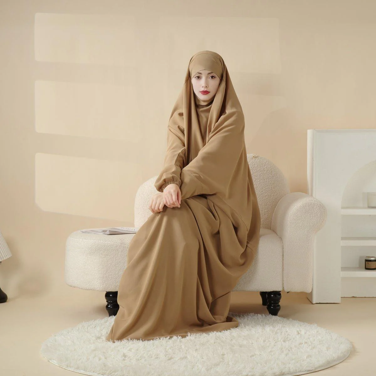 Viscose Niqab Attached 1-Piece Plain Jilbab (MJ005) - Image 3