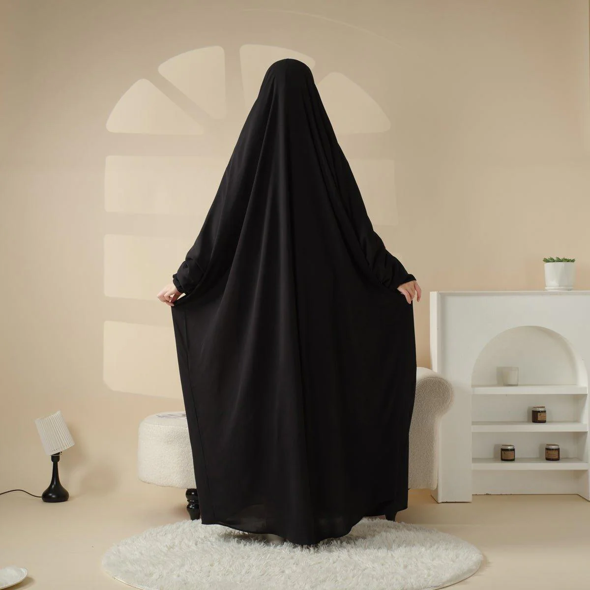 Viscose Niqab Attached 1-Piece Plain Jilbab (MJ005) - Image 5