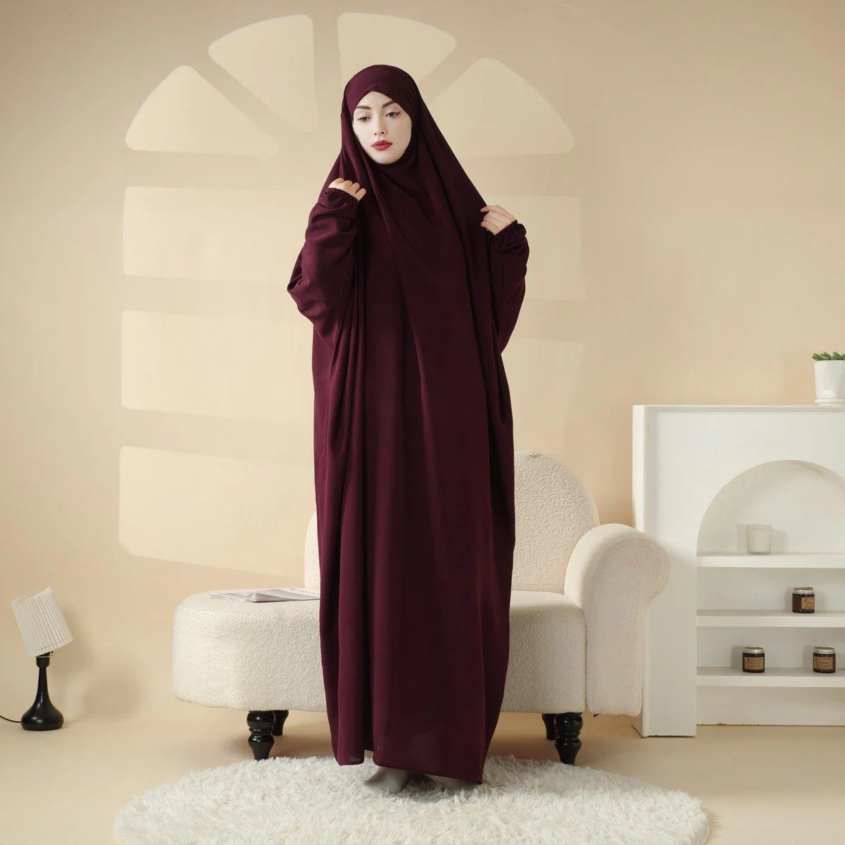 Viscose Niqab Attached 1-Piece Plain Jilbab (MJ005) - Image 7