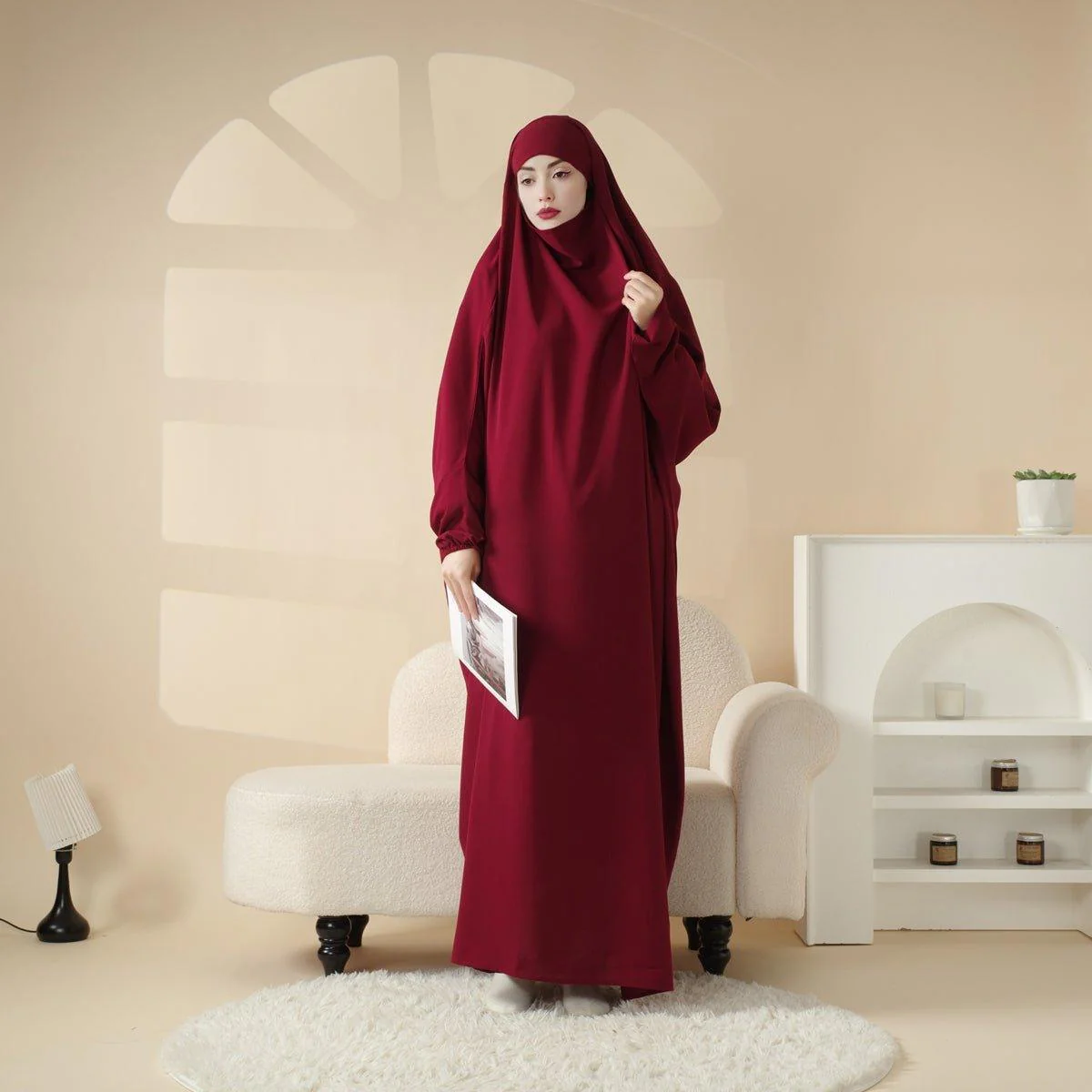 Viscose Niqab Attached 1-Piece Plain Jilbab (MJ005) - Image 8