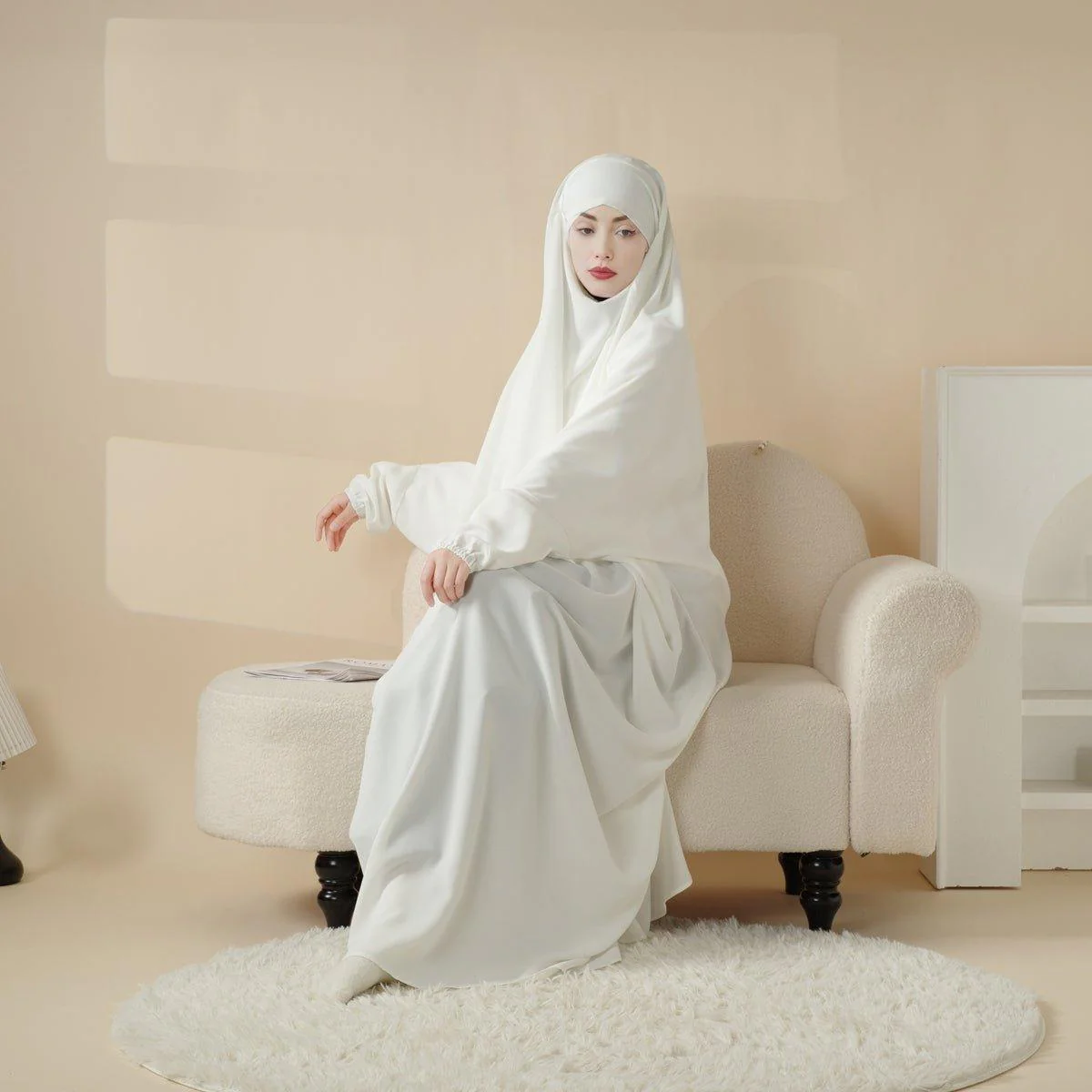 Viscose Niqab Attached 1-Piece Plain Jilbab (MJ005) - Image 9