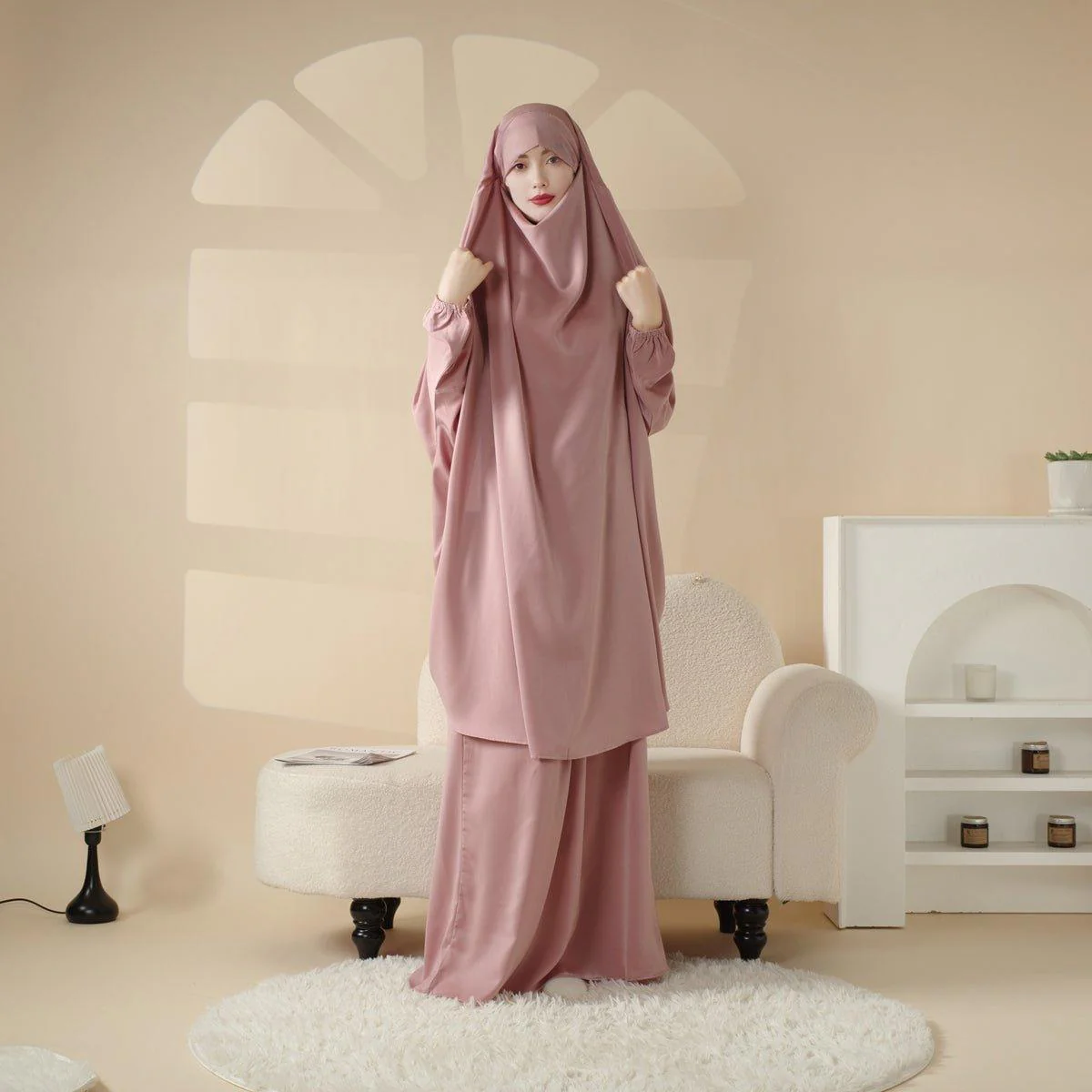 MJ008  Nida Fabric 2-Piece Set Jilbab - Image 3