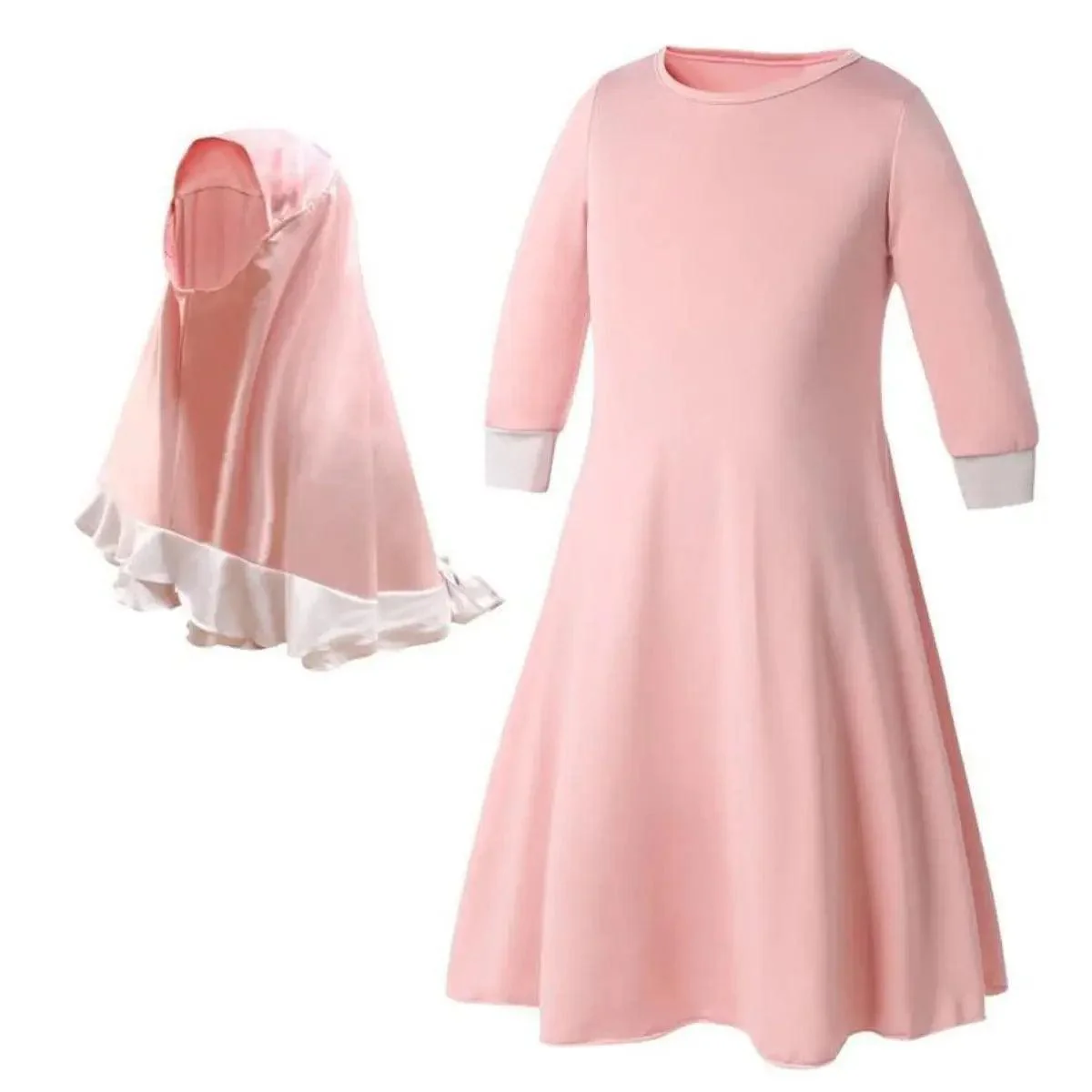 MJ011 Colorful Long-Sleeved Lace Dress with Bow Scarf Set kid - Image 3