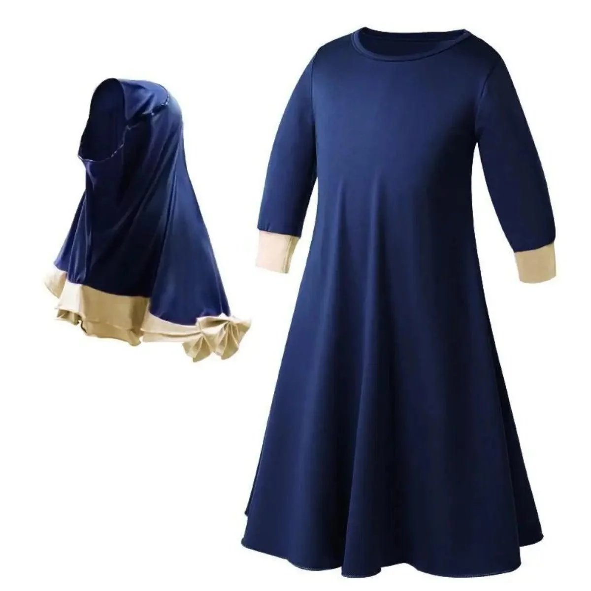 MJ011 Colorful Long-Sleeved Lace Dress with Bow Scarf Set kid - Image 7