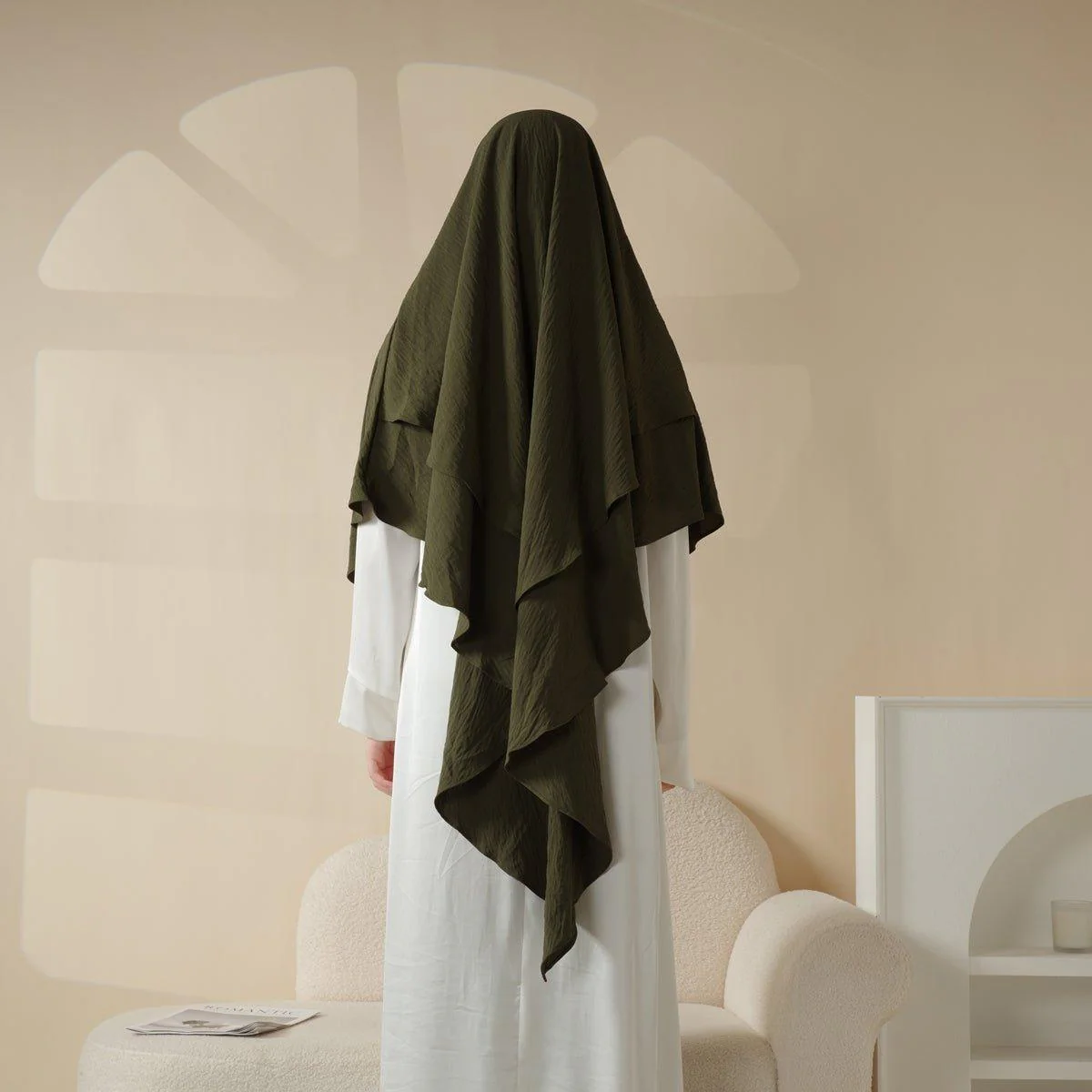 MK005 Crepe One Layer Khimar - Image 11