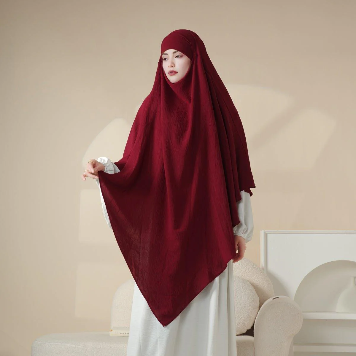 MK005 Crepe One Layer Khimar - Image 14