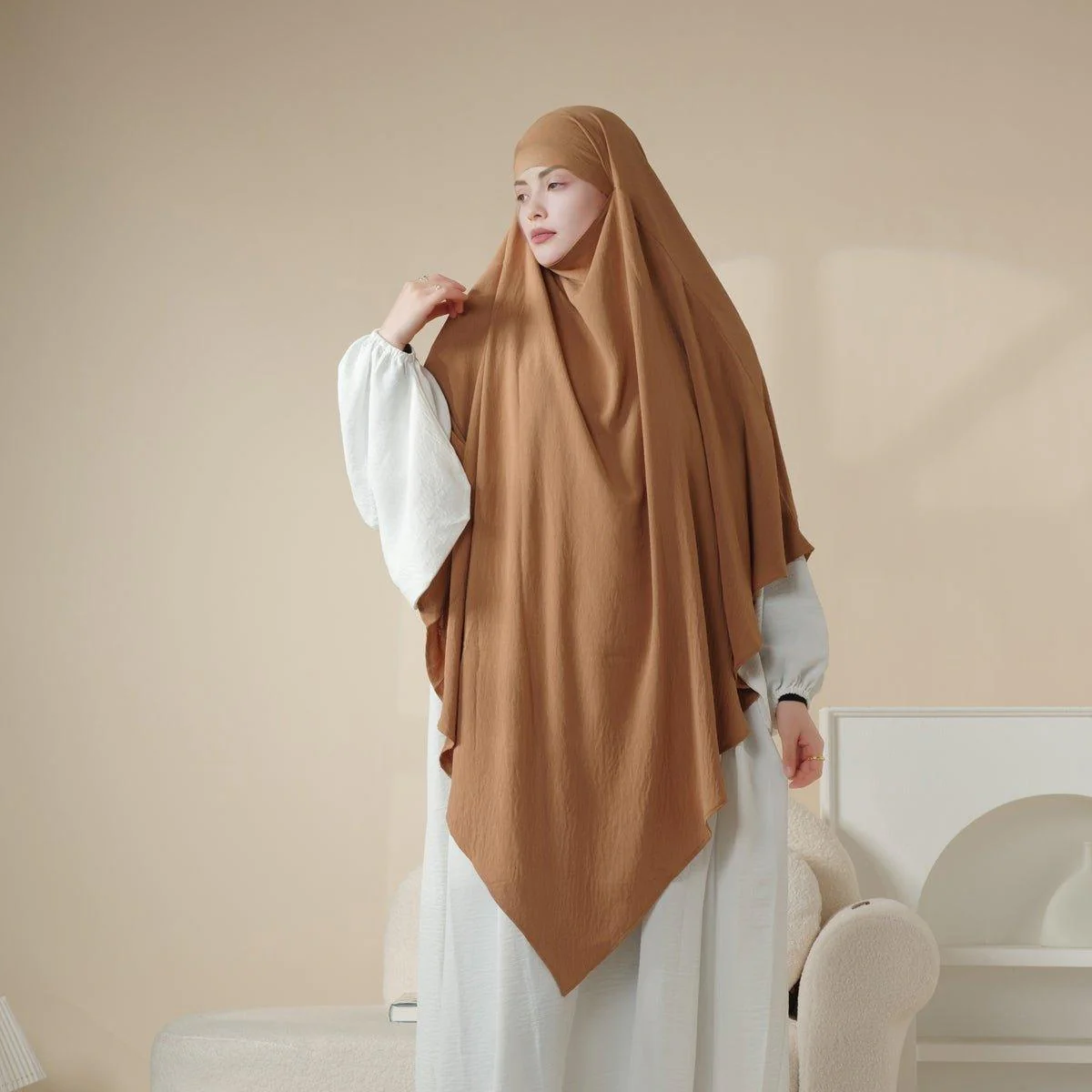 MK005 Crepe One Layer Khimar - Image 5