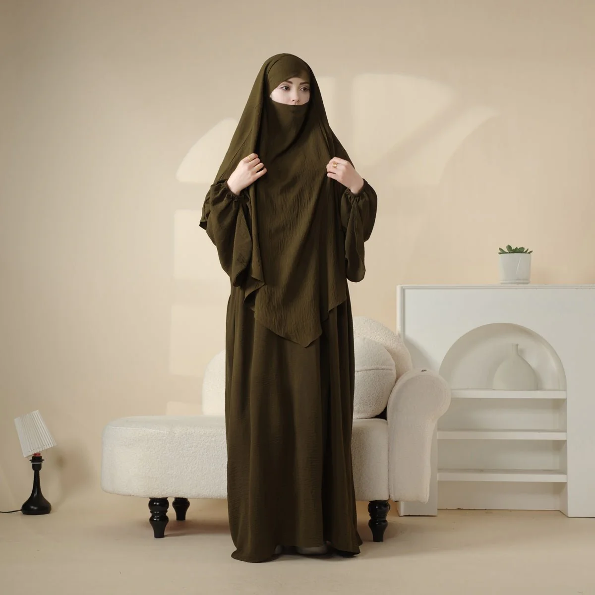 Elegant 2-Piece Crepe Abaya & Khimar Set (MK008) - Image 11