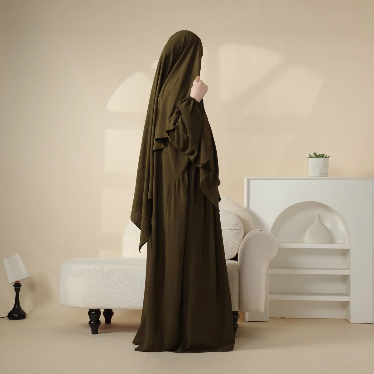 Elegant 2-Piece Crepe Abaya & Khimar Set (MK008) - Image 12
