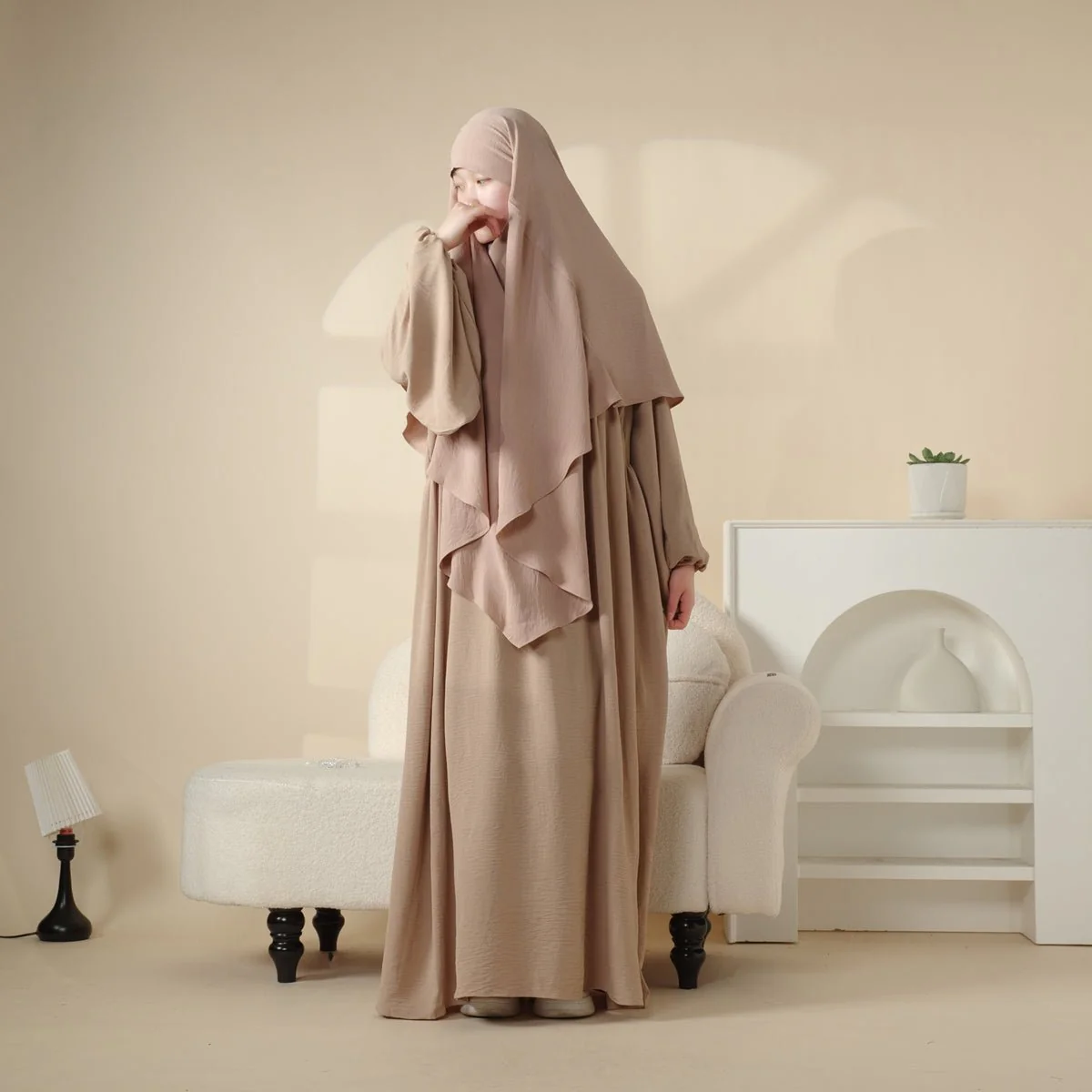 Elegant 2-Piece Crepe Abaya & Khimar Set (MK008) - Image 17