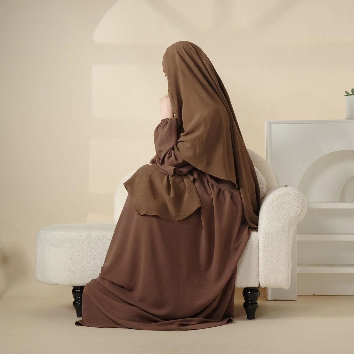 Elegant 2-Piece Crepe Abaya & Khimar Set (MK008) - Image 6