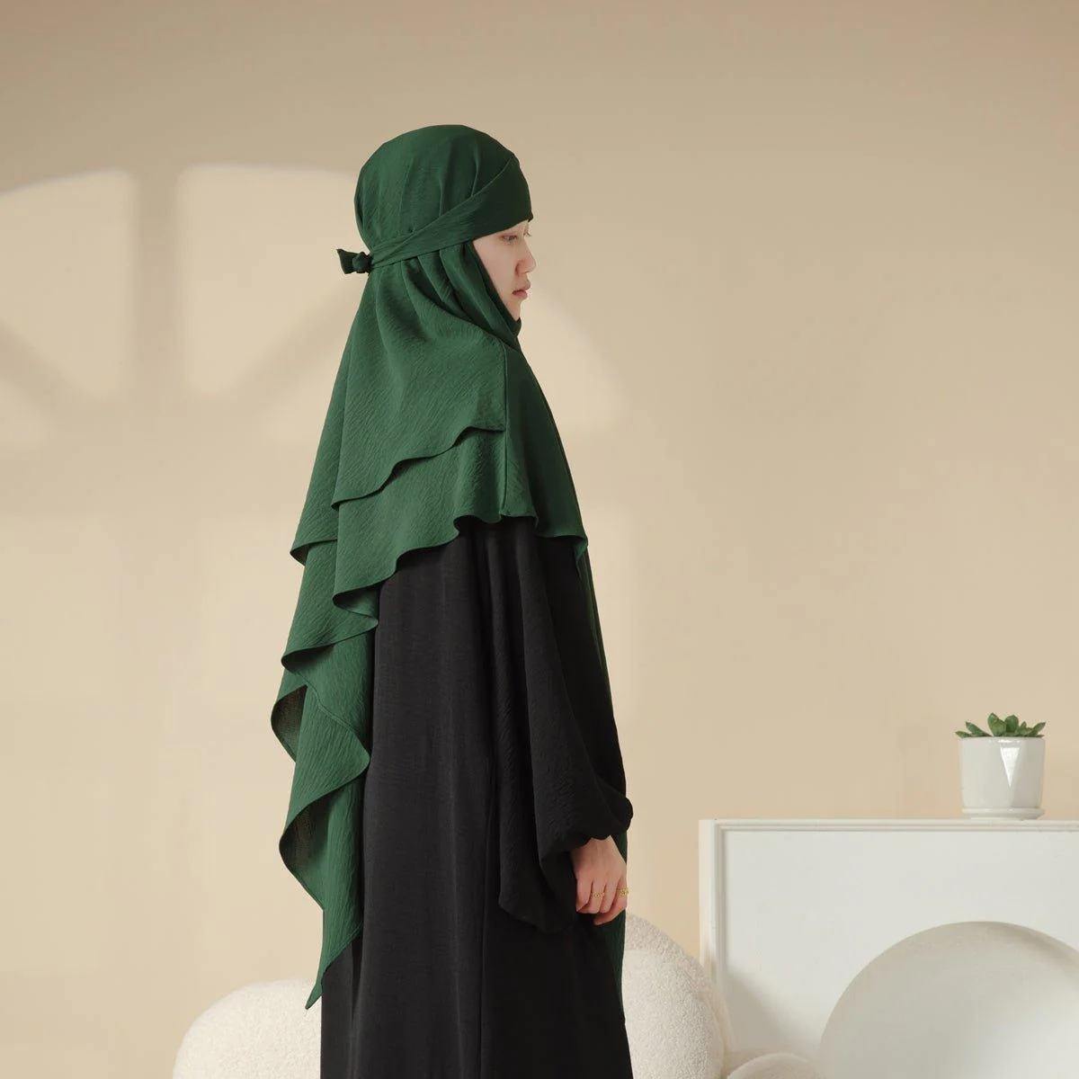 MK011  Stunning Two-Layer Crepe Khimar - Image 15