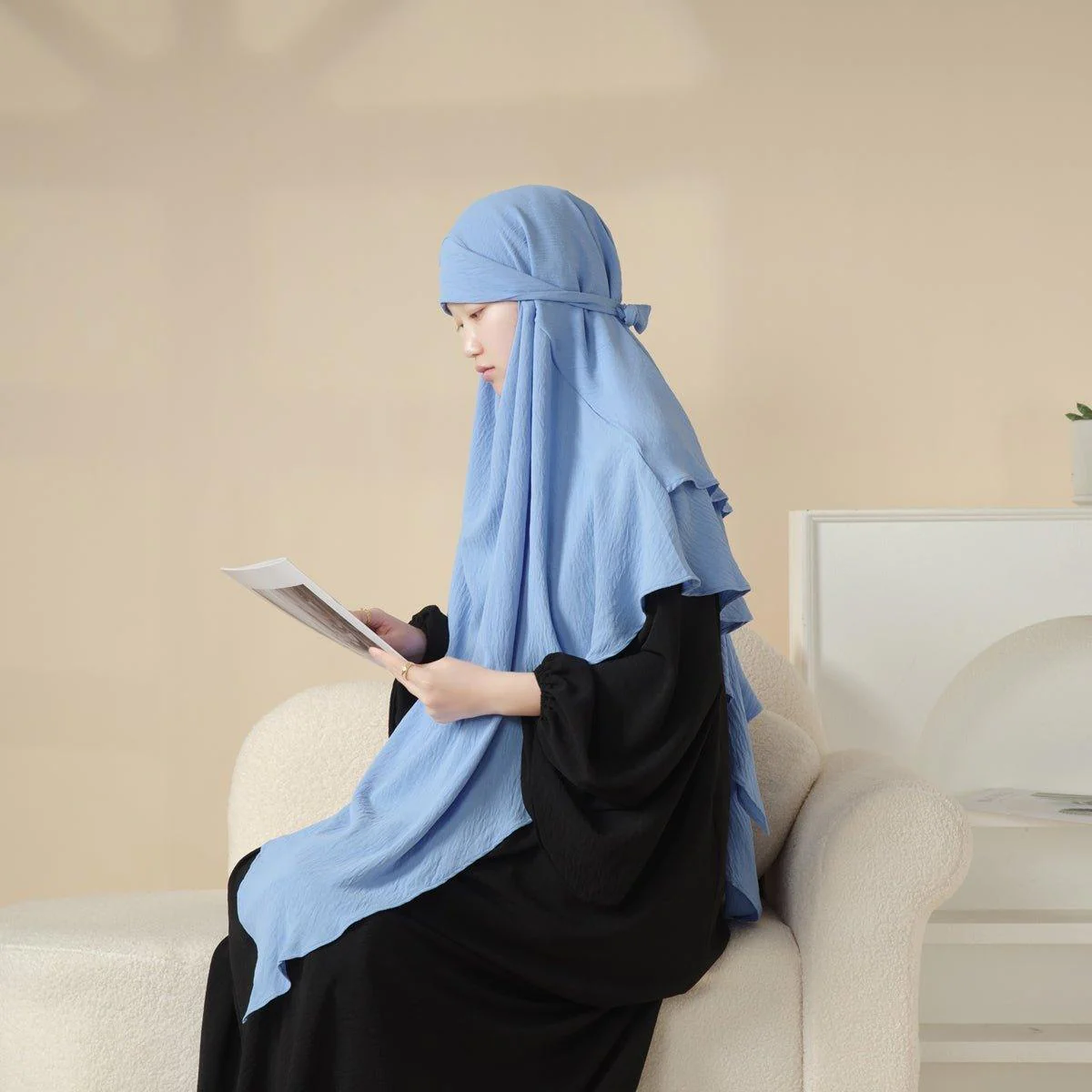 MK011  Stunning Two-Layer Crepe Khimar - Image 8