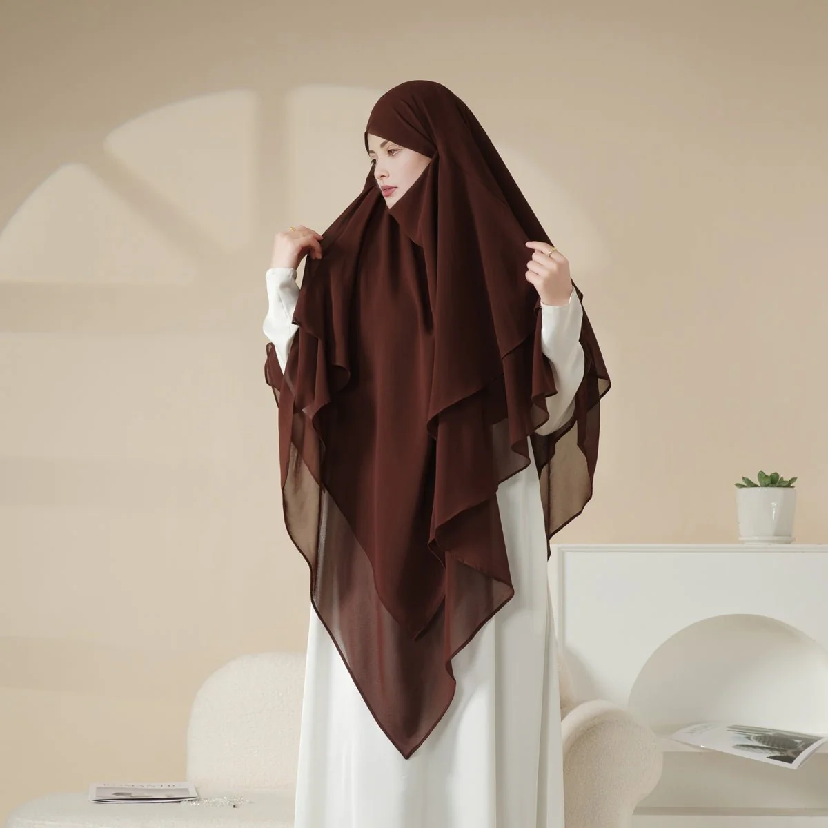 MK017 Scarf 3-Layer Long Khimar - Image 10