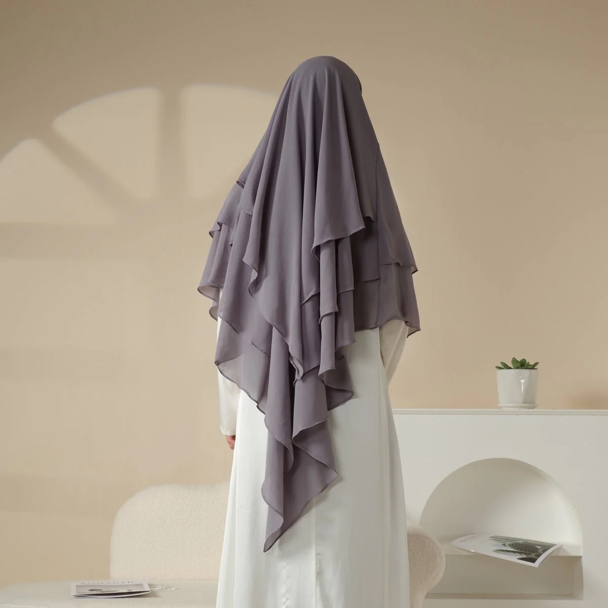 MK017 Scarf 3-Layer Long Khimar - Image 11