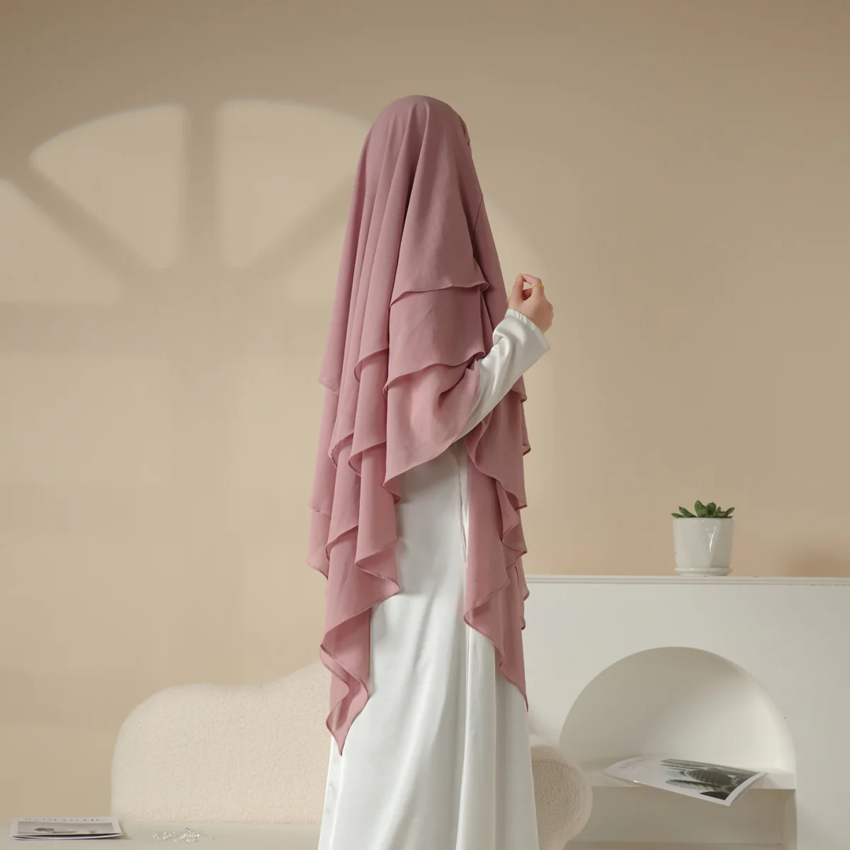 MK017 Scarf 3-Layer Long Khimar - Image 12