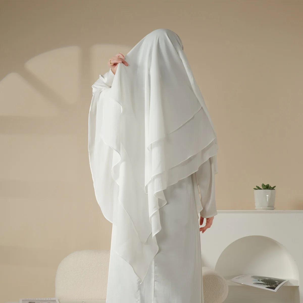 MK017 Scarf 3-Layer Long Khimar - Image 13