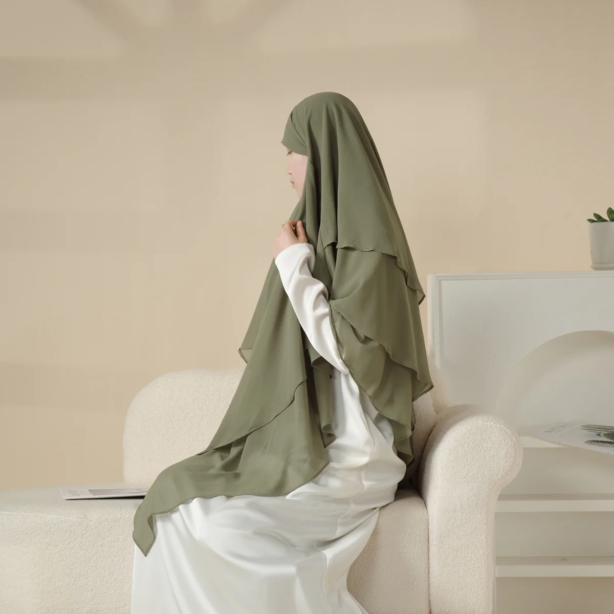 MK017 Scarf 3-Layer Long Khimar - Image 14