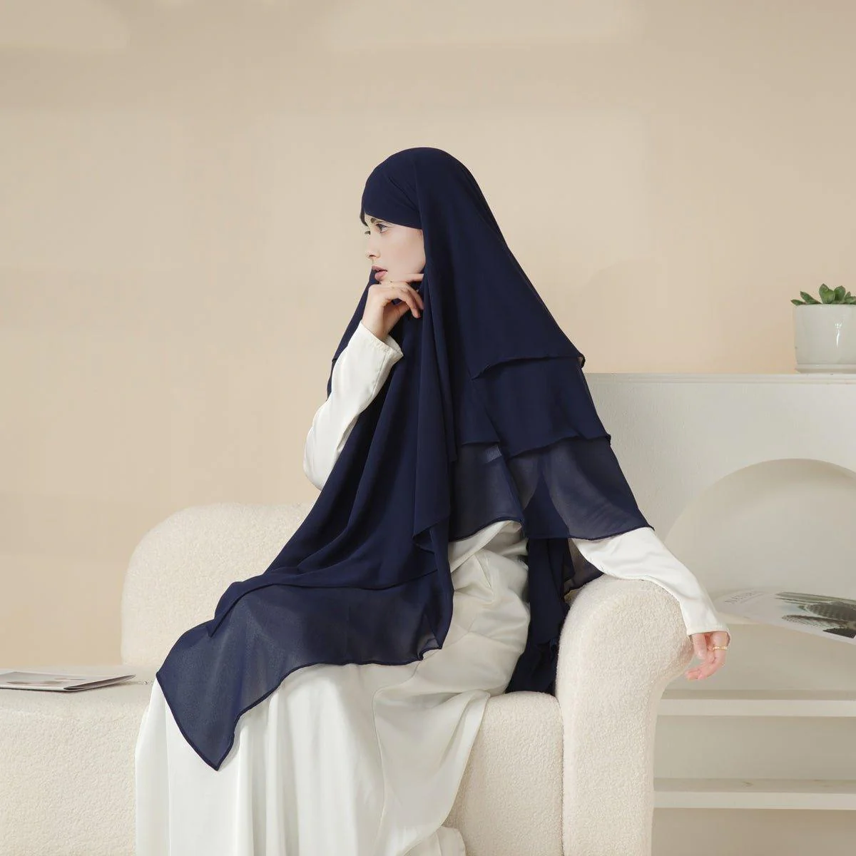 MK017 Scarf 3-Layer Long Khimar - Image 3