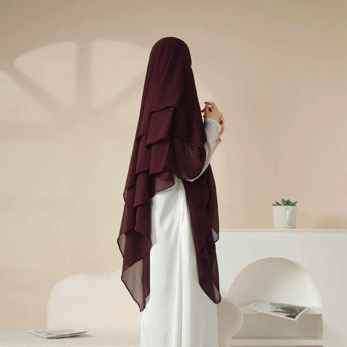 MK017 Scarf 3-Layer Long Khimar - Image 4