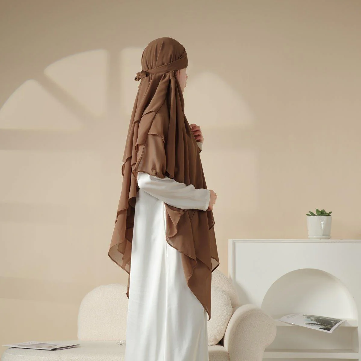 MK017 Scarf 3-Layer Long Khimar - Image 5
