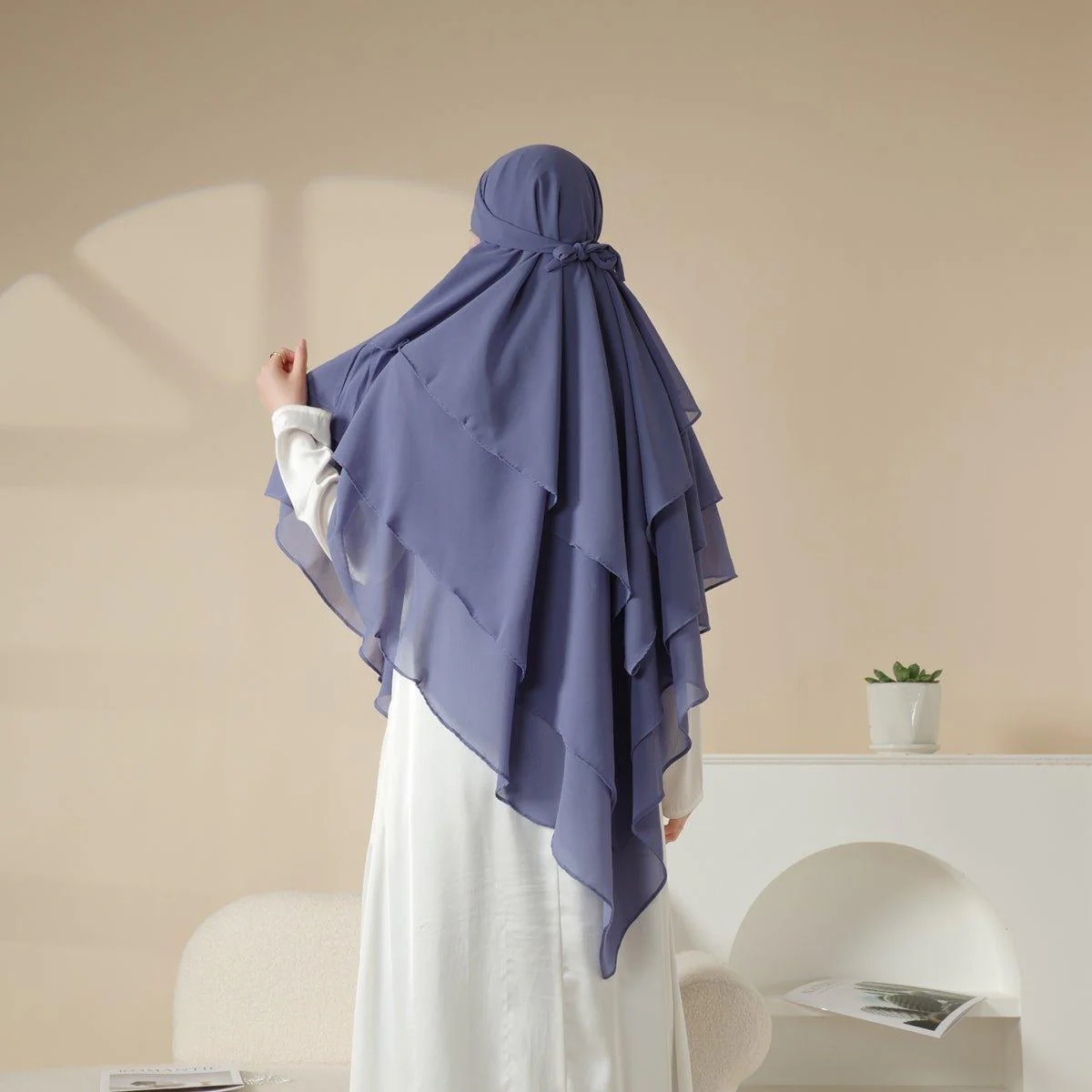 MK017 Scarf 3-Layer Long Khimar - Image 6
