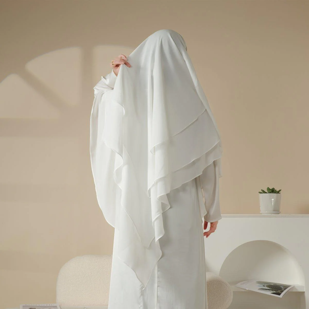 MK017 Scarf 3-Layer Long Khimar - Image 7
