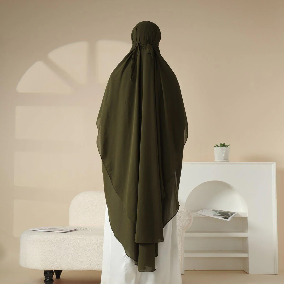 MK018 Chiffon Long Khimar  Double Layers Front and Back Khimar - Image 5