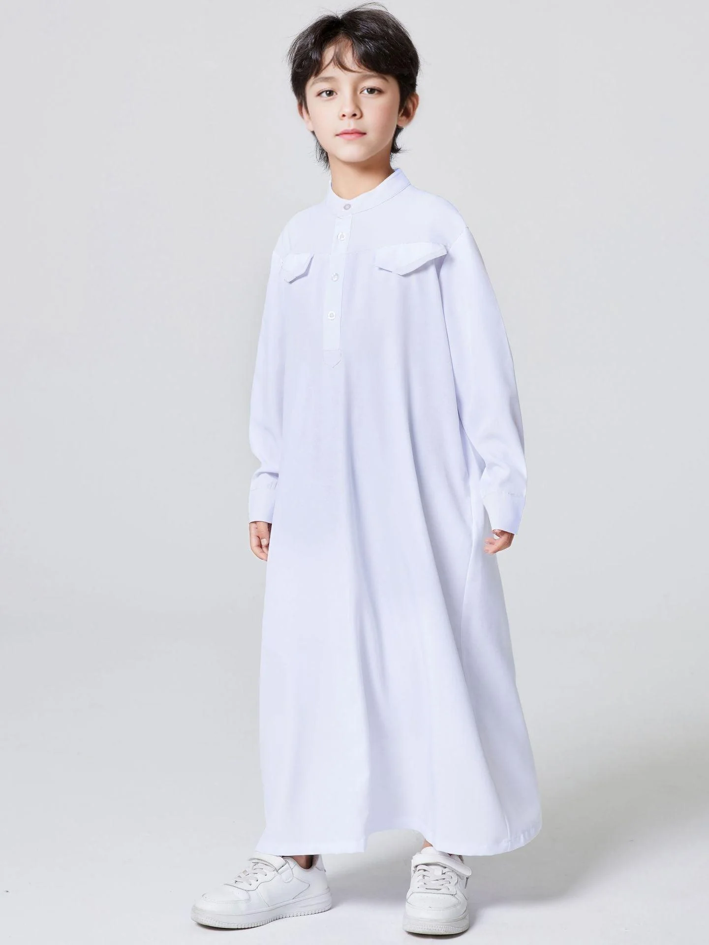 MKB001 MKB Boys' Patchwork Stand-up Collar Button Thobe - Image 5