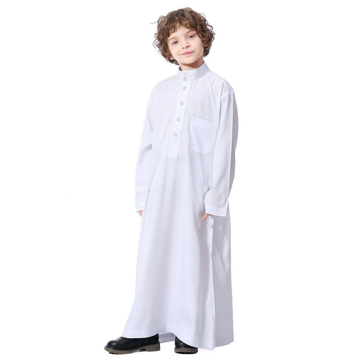 MKB003 Stand Up Collar Button Down Boys Thobe - Image 3