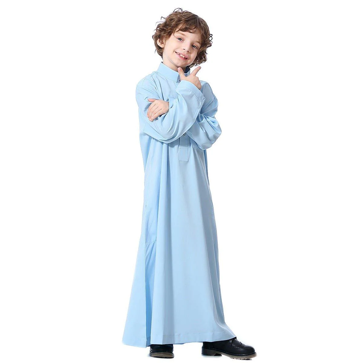 MKB003 Stand Up Collar Button Down Boys Thobe - Image 4