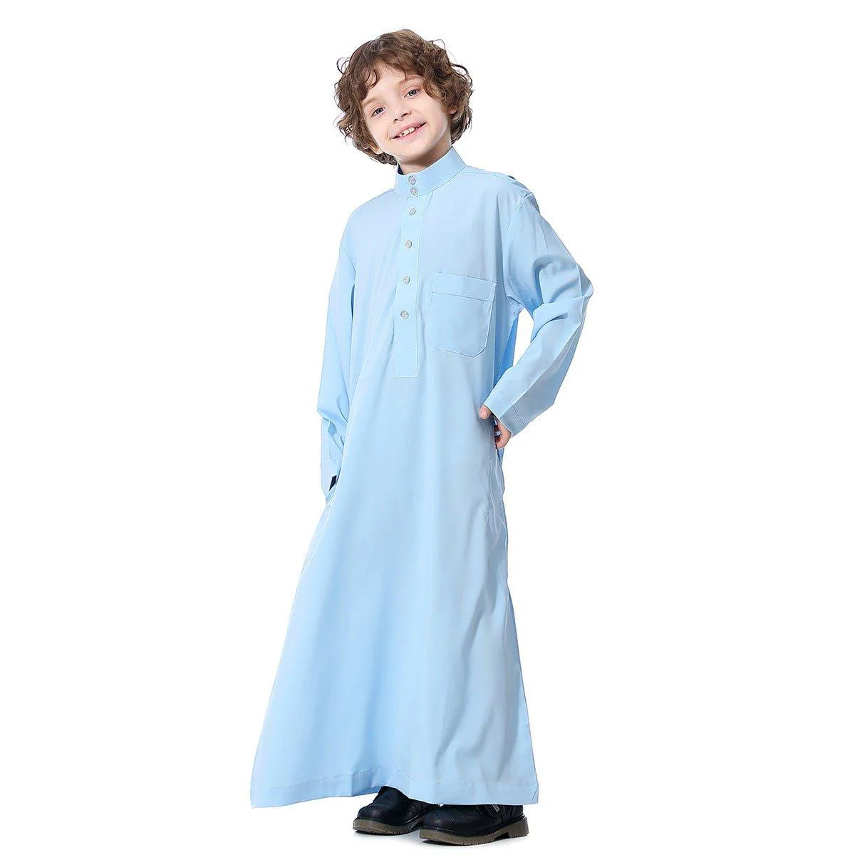 MKB003 Stand Up Collar Button Down Boys Thobe - Image 5