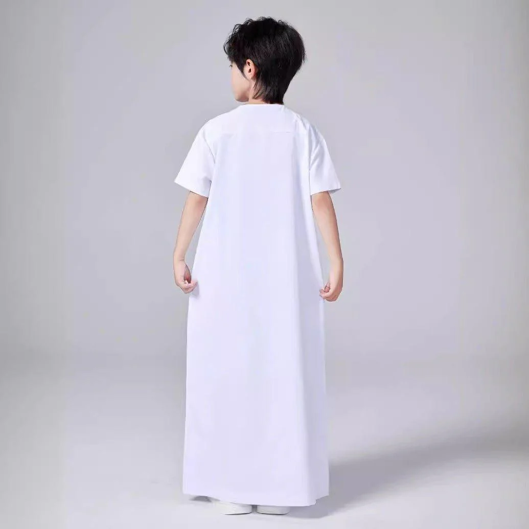 MKB007 Boys Solid Color Short-Sleeved Thobe - Image 3