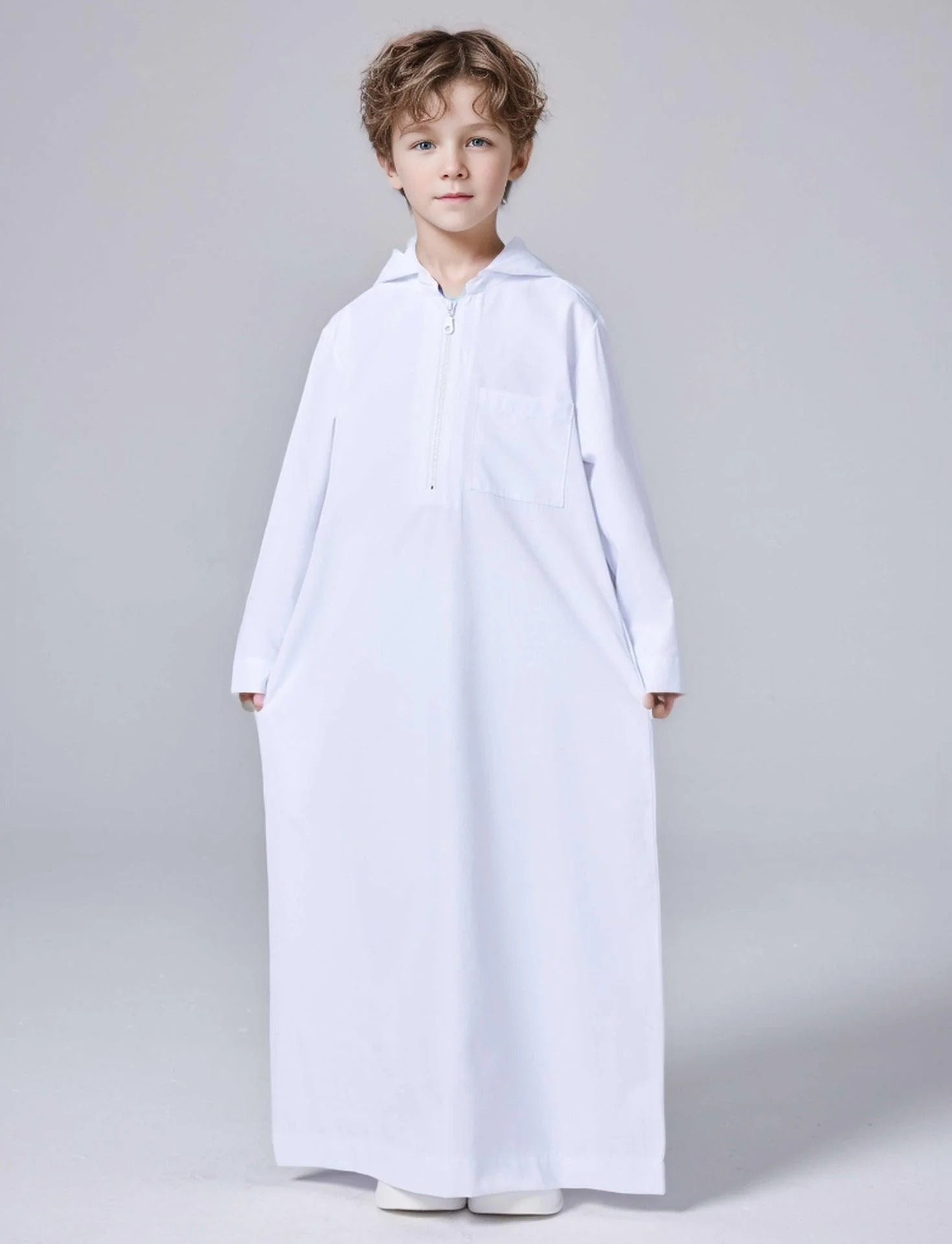 MKB007 Boys Solid Color Short-Sleeved Thobe - Image 5