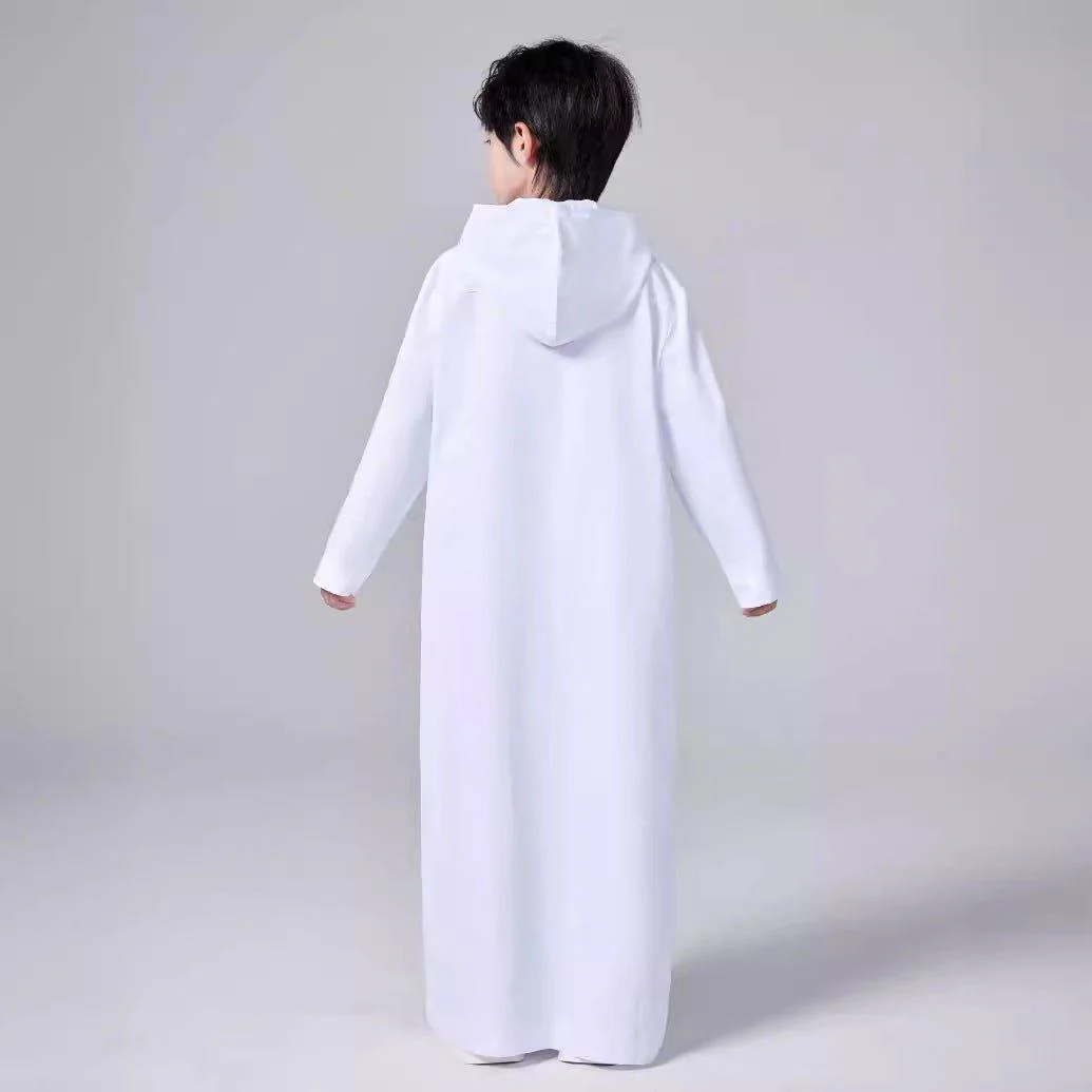MKB008 Solid Color Hooded Kids Thobe - Image 2