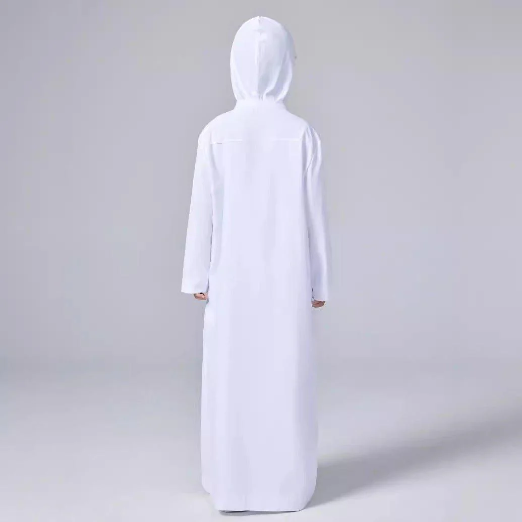 MKB008 Solid Color Hooded Kids Thobe - Image 4