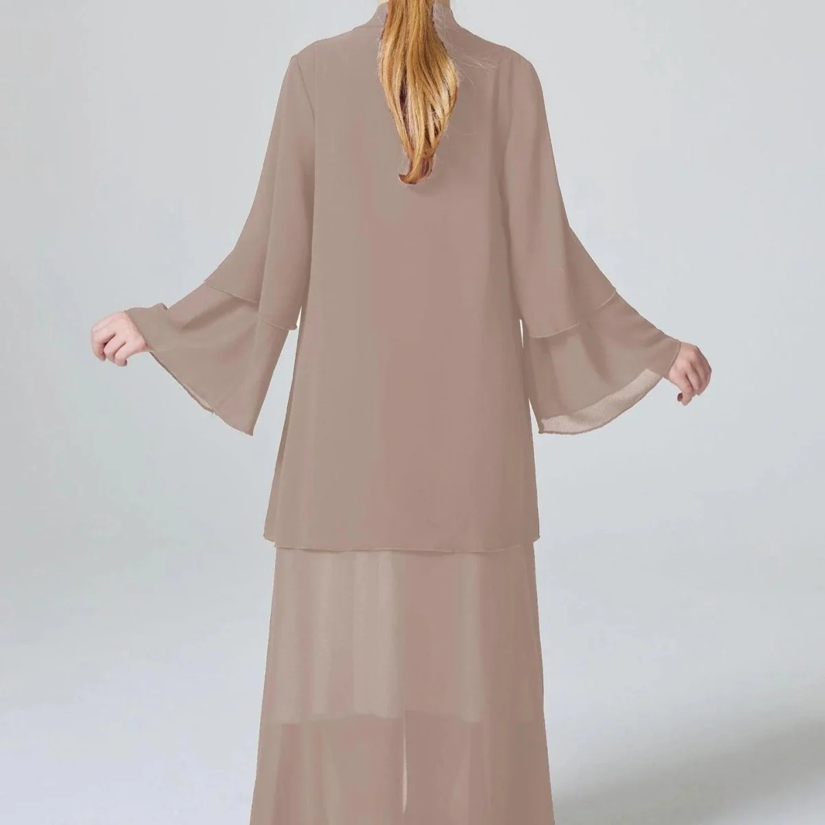 Two Layers Chiffon Girls Open Abaya Kid Abaya(MKG007) - Image 4