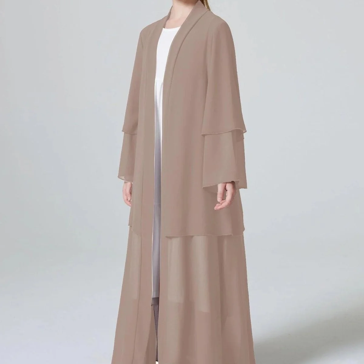 Two Layers Chiffon Girls Open Abaya Kid Abaya(MKG007) - Image 5